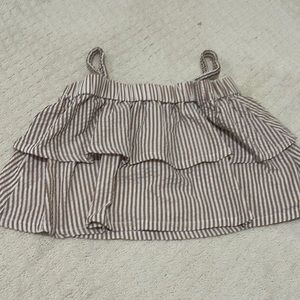 English factory brown and white striped crop top size small